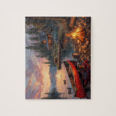Sunset Lake Cabin Canoe Campfire Scenery Legpuzzel (Verticaal)