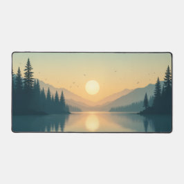 Sunset Lake Desk Mat - Schilderachtig Bos Mousepad