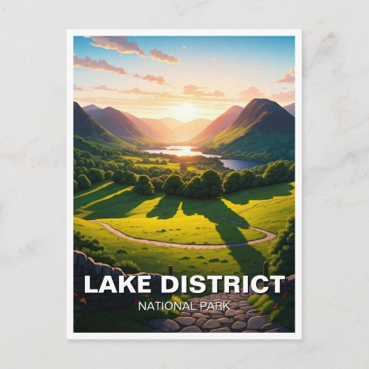 Sunset Lake District Nationaal Park Briefkaart (Voorkant)