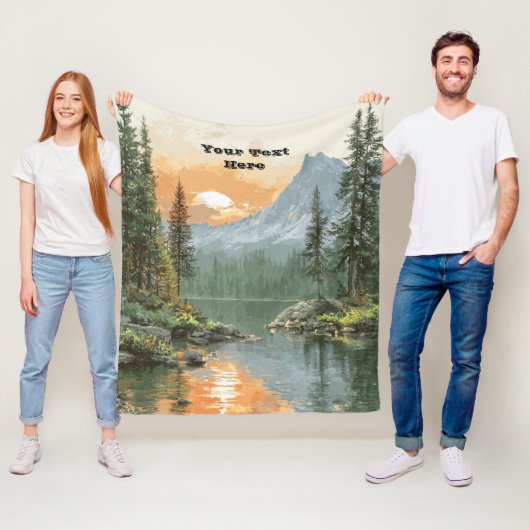 Sunset Lake Fleece Deken (In situ)