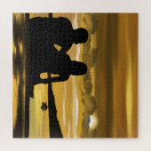 Sunset Lake Jigzaag Puzzle Romantic Love Legpuzzel (Horizontaal)