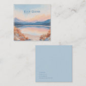 Sunset Lake Landscape Coral Pink Modern Vierkante Visitekaartje (Voorkant / Achterkant)