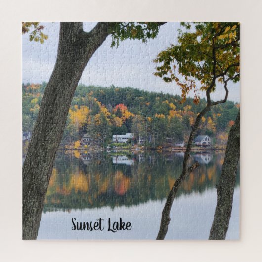 Sunset Lake Large Herfst Puzzle Legpuzzel (Verticaal)