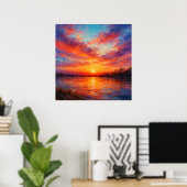 Sunset Lake - Pastel Painting Style Art Poster (Thuiskantoor)