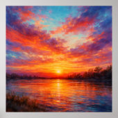 Sunset Lake - Pastel Painting Style Art Poster (Voorkant)