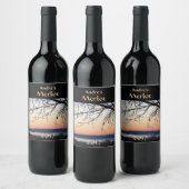 Sunset Lake rode wijn label Wijn Etiket (Flessen)