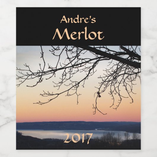 Sunset Lake rode wijn label Wijn Etiket (Enkel label)