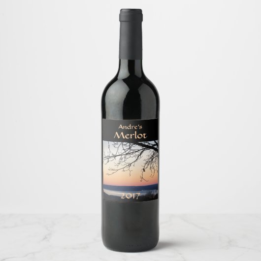 Sunset Lake rode wijn label Wijn Etiket (Voorkant)