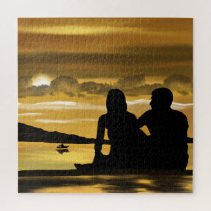 Sunset Lake - Romantic Love - Couple - Legpuzzel