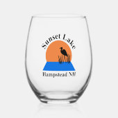 Sunset Lake Stemless Wine Glass Wijnglas Zonder Voet (Voorkant)
