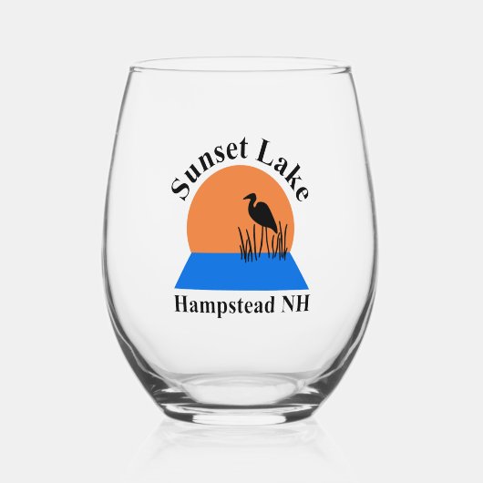 Sunset Lake Stemless Wine Glass Wijnglas Zonder Voet (Voorkant)