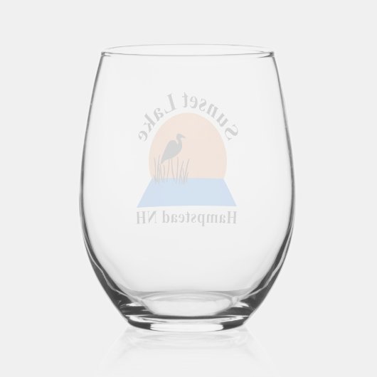 Sunset Lake Stemless Wine Glass Wijnglas Zonder Voet (Achterkant)