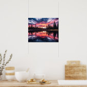 Sunset Lake & Tree Line Poster (Keuken)