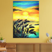 Sunset Lake - Waterverf Canvas Afdruk (Insitu (Woonkamer))
