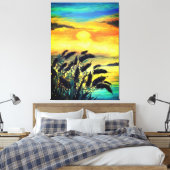 Sunset Lake - Waterverf Canvas Afdruk (Insitu (Slaapkamer))