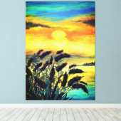 Sunset Lake - Waterverf Canvas Afdruk (Insitu (Houten vloer))