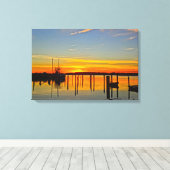Sunset Landing Skull Creek Boathouse Hilton Head Canvas Afdruk (Insitu (Houten vloer))