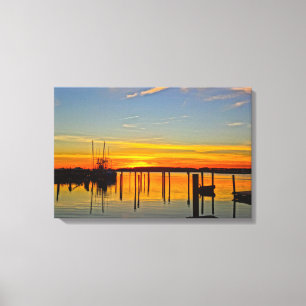 Sunset Landing Skull Creek Boathouse Hilton Head Canvas Afdruk