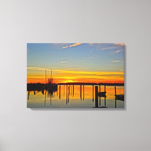 Sunset Landing Skull Creek Boathouse Hilton Head Canvas Afdruk (Voorkant)