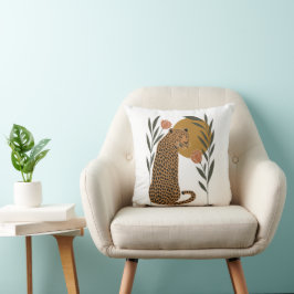 Sunset Leopard - Botanische Oerwoud kunst Kussen