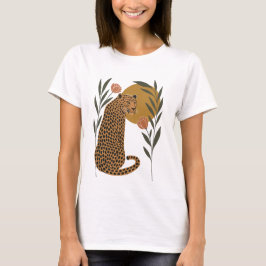 Sunset Leopard - Botanische Oerwoud kunst T-shirt