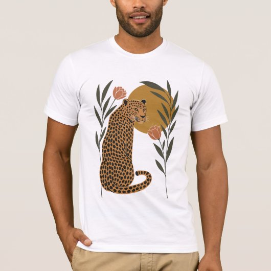 Sunset Leopard - Botanische Oerwoud kunst T-shirt (Voorkant)