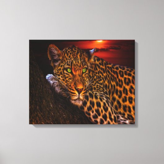 Sunset Leopard Canvas Afdruk (Voorkant)