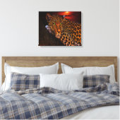 Sunset Leopard Canvas Afdruk (Insitu (Slaapkamer))