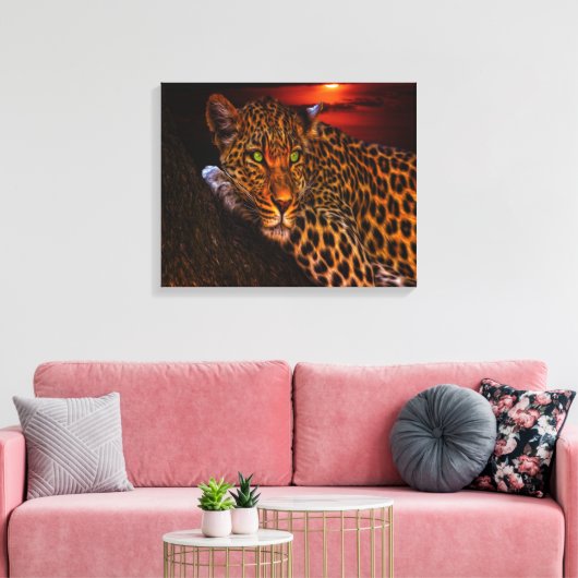 Sunset Leopard Canvas Afdruk (Insitu (Woonkamer))