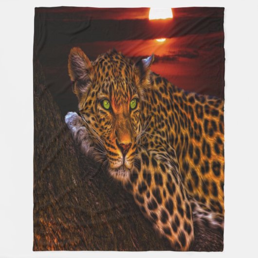 Sunset Leopard Fleece Deken (Voorkant)