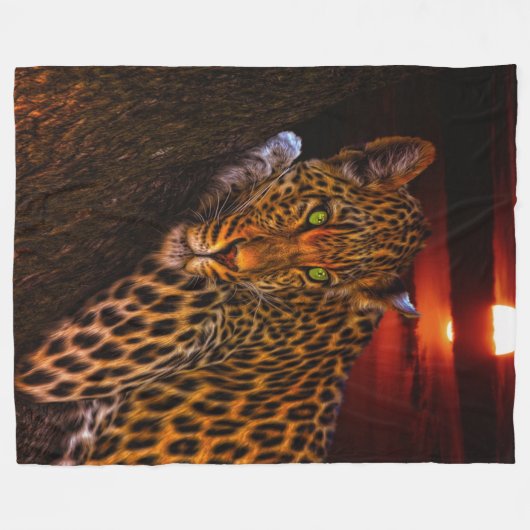 Sunset Leopard Fleece Deken (Voorkant (Horizontaal))