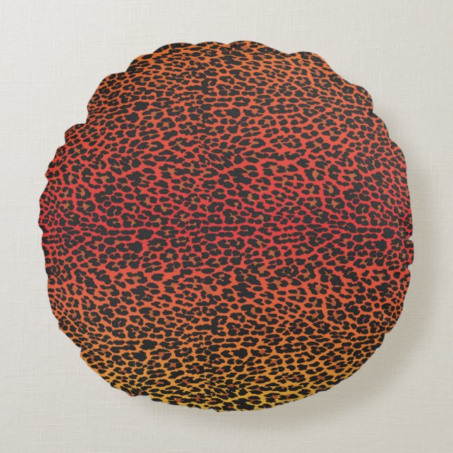 Sunset Leopard Skin Print Round Pillow Rond Kussen (Voorkant)