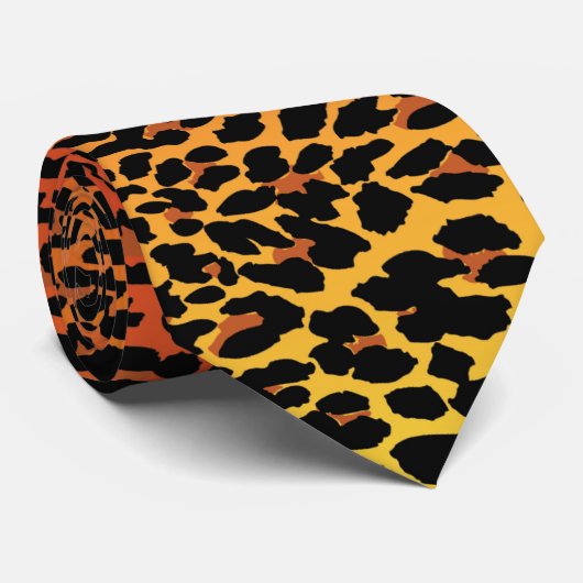 Sunset Leopard Skin Print Stropdas (Opgerold)