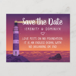 Sunset Lighthouse Nautische bruiloft Bewaar de dat Briefkaart