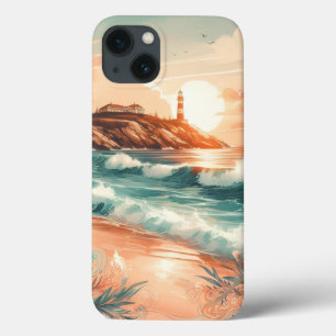 Sunset Lighthouse Ocean Beach Boho Floral Case-Mate iPhone Case