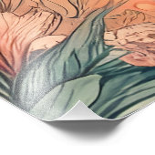 Sunset Lighthouse Ocean Beach Boho Floral Foto Afdruk (Hoek)