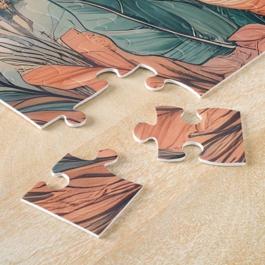 Sunset Lighthouse Ocean Beach Boho Floral Legpuzzel (Zijkant)