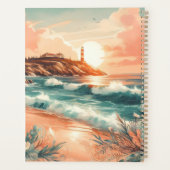 Sunset Lighthouse Ocean Beach Boho Floral Planner (Achterkant)