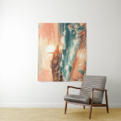 Sunset Lighthouse Ocean Beach Boho Floral Wandkleed (In situ)