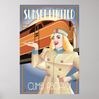 Sunset Limited-spoorweg vintage poster 