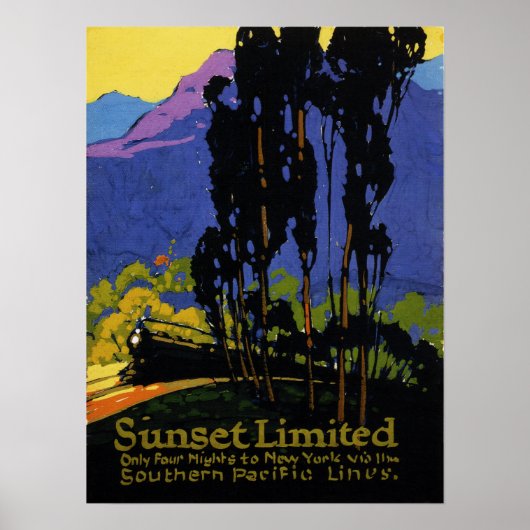 Sunset Limited Travel South Pacific Railway Poster (Voorkant)