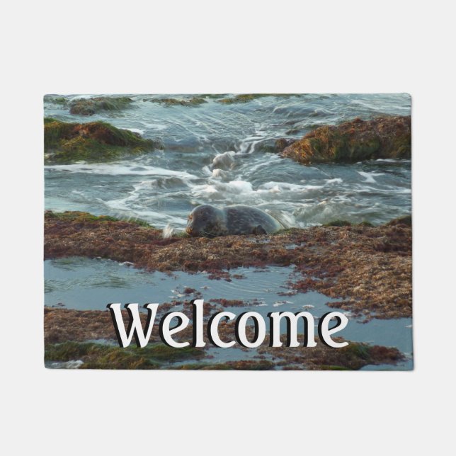 Sunset Lit Harbour Seal I in San Diego Deurmat (Voorkant)