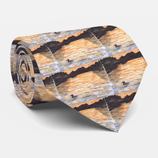 Sunset Loon waterverf art door Wendy C. Allen Stropdas (Opgerold)