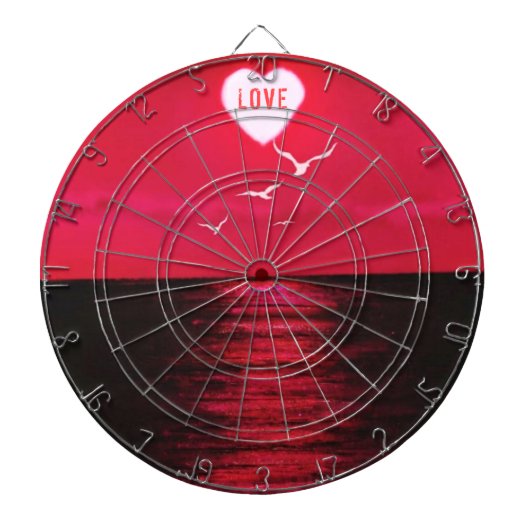 Sunset Love - Romantic - Black Red - Dartbord (Voorkant)