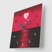 Sunset Love - Romantic - Black Red - Personated Vierkante Klok (Hoek)