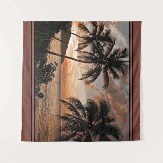 Sunset Maagdeneilanden St. Croix Beach Palm Trees Wandkleed (Voorkant (horizontaal))