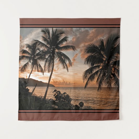 Sunset Maagdeneilanden St. Croix Beach Palm Trees Wandkleed (Voorkant)