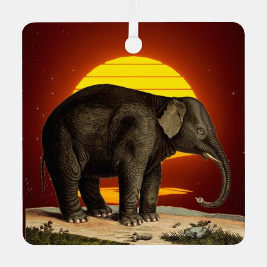 Sunset Magnificant Afrikaanse olifant Metalen Ornament (Voorkant)