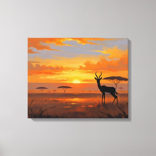 Sunset Majesty in the Savannah – Abstract Gazelle  Canvas Afdruk (Voorkant)