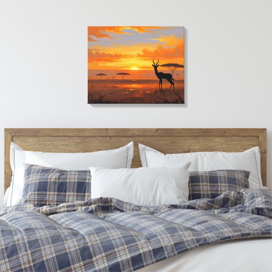 Sunset Majesty in the Savannah – Abstract Gazelle  Canvas Afdruk (Insitu (Slaapkamer))